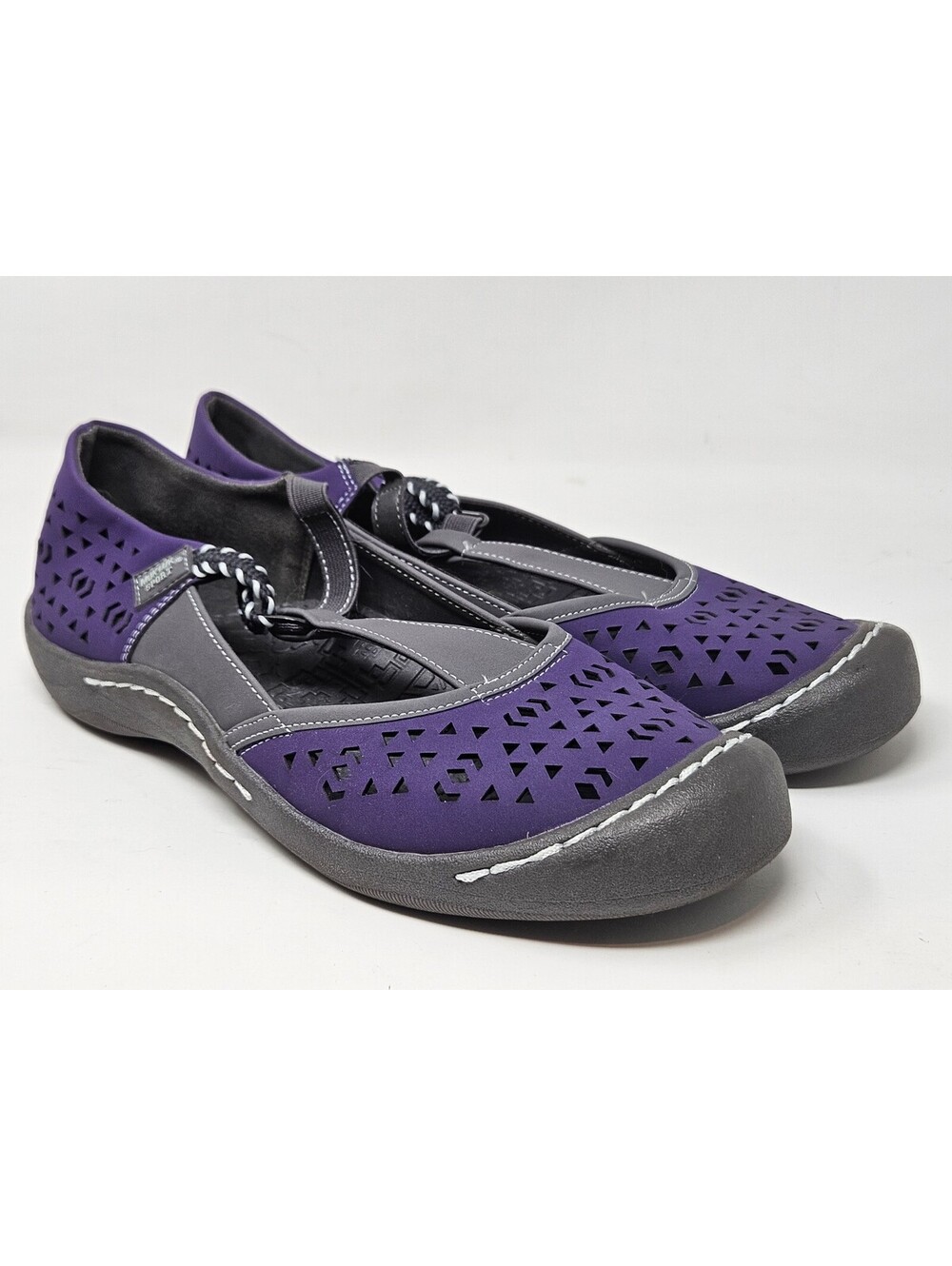 Muk Luk Samantha Closed Toe T-Strap Slip On Sport Shoe Sandal Purple Sz 8